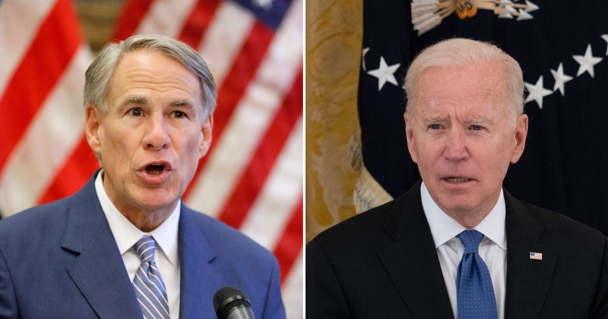 Republican Gov. Greg Abbott of Texas, left, called for the federal government under President Joe Biden to pay for costs incurred to protect the state from the flooding in of illegal immigrants.