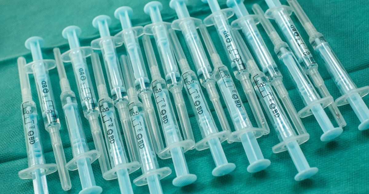 Doses of the AstraZeneca COVID-19 vaccine are seen at a vaccination center in the Catalonia Railway Museum on April 15, 2021, in Vilanova i La Geltru, Spain.