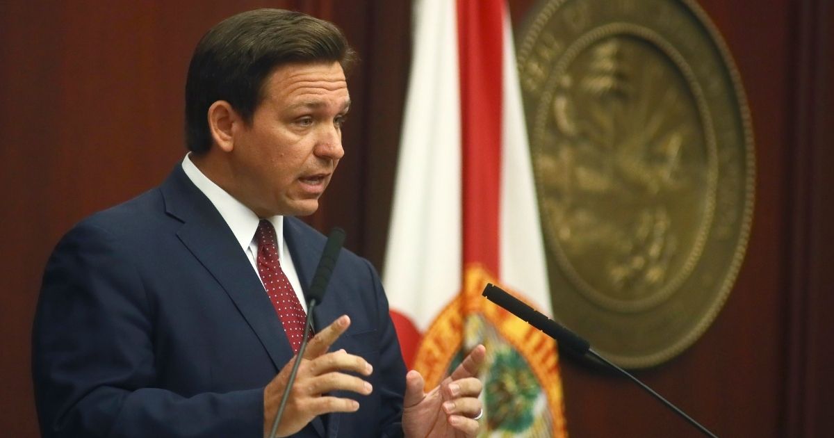 Republican Florida Gov. Ron DeSantis speaks March 2, during his State of the State address at the Capitol in Tallahassee, Florida.