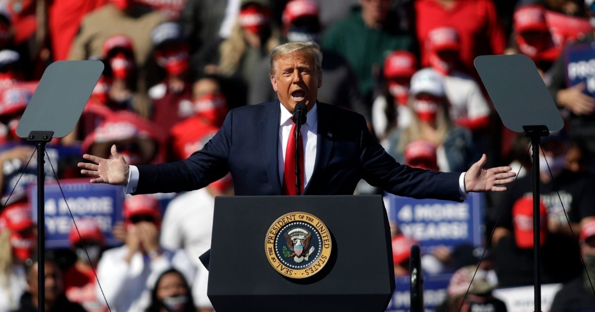 Former President Donald Trump speaks during a campaign rally on Oct. 28, 2020, in Bullhead City, Arizona.