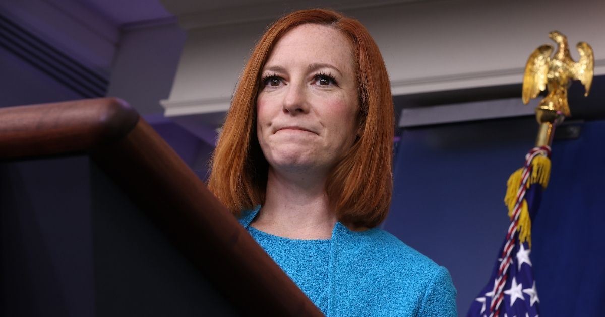 White House Press Secretary Jen Psaki talks to reporters during the daily news conference in the Brady Press Briefing Room at the White House on April 15 in Washington, D.C.