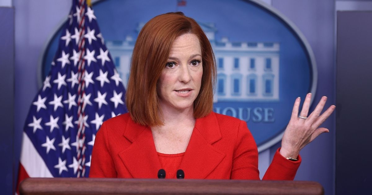 White House Press Secretary Jen Psaki talks to reporters during her daily news conference in the Brady Press Briefing Room at the White House on Monday in Washington, D.C.