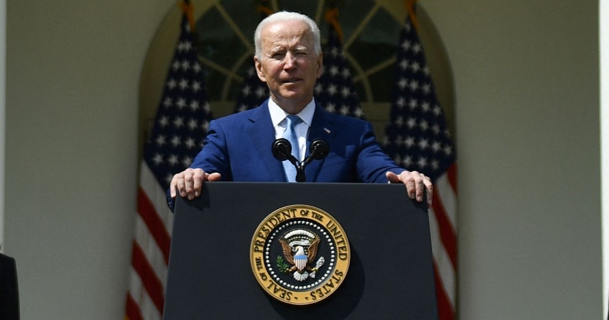 President Joe Biden speaks in the Rose Garden of the White House in Washington, D.C., on Thursday.