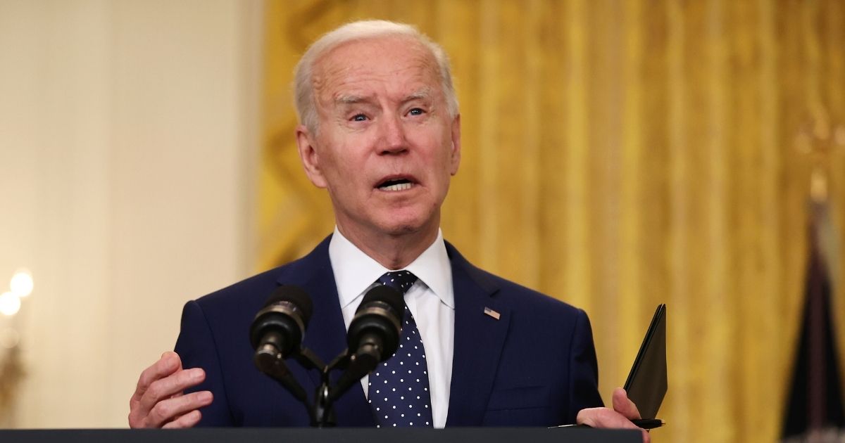 President Joe Biden announces new economic sanctions against the Russia government from the East Room of the White House on Thursday in Washington, D.C.