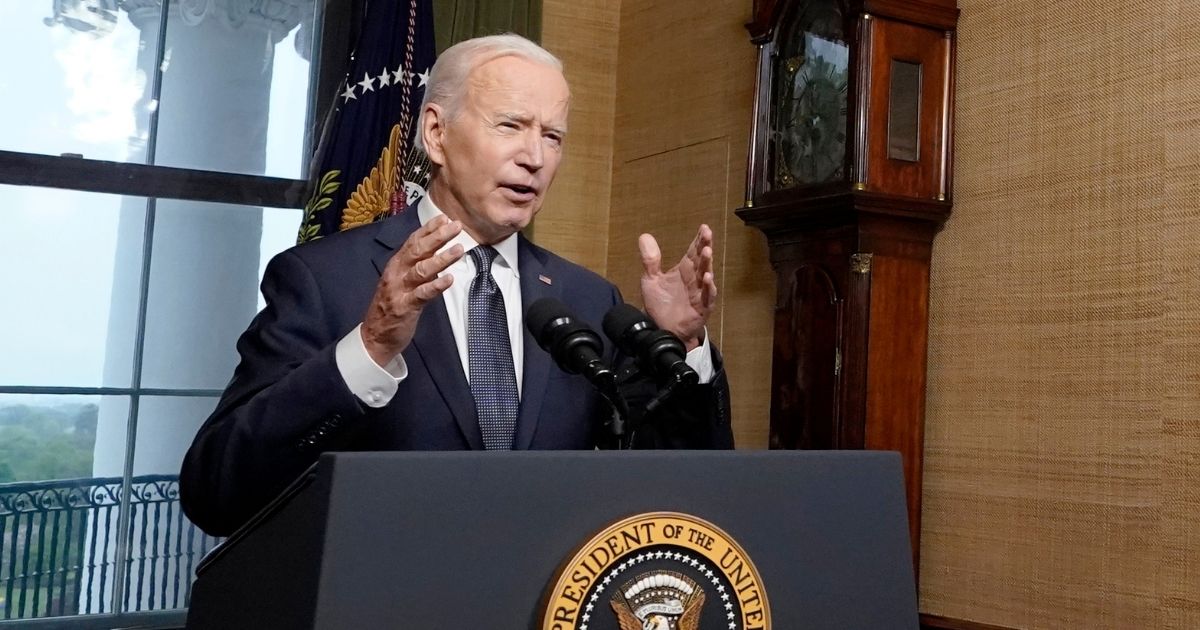 President Joe Biden speaks from the Treaty Room in the White House about the withdrawal of U.S. troops from Afghanistan on Wednesday in Washington, D.C.
