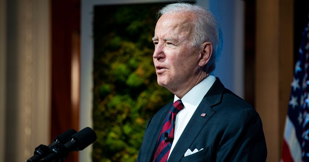 President Joe Biden delivers remarks during a virtual Leaders Summit on Climate with 40 world leaders at the East Room of the White House on Thursday in Washington, D.C. President Biden pledged to cut greenhouse gas emissions by half by 2030.