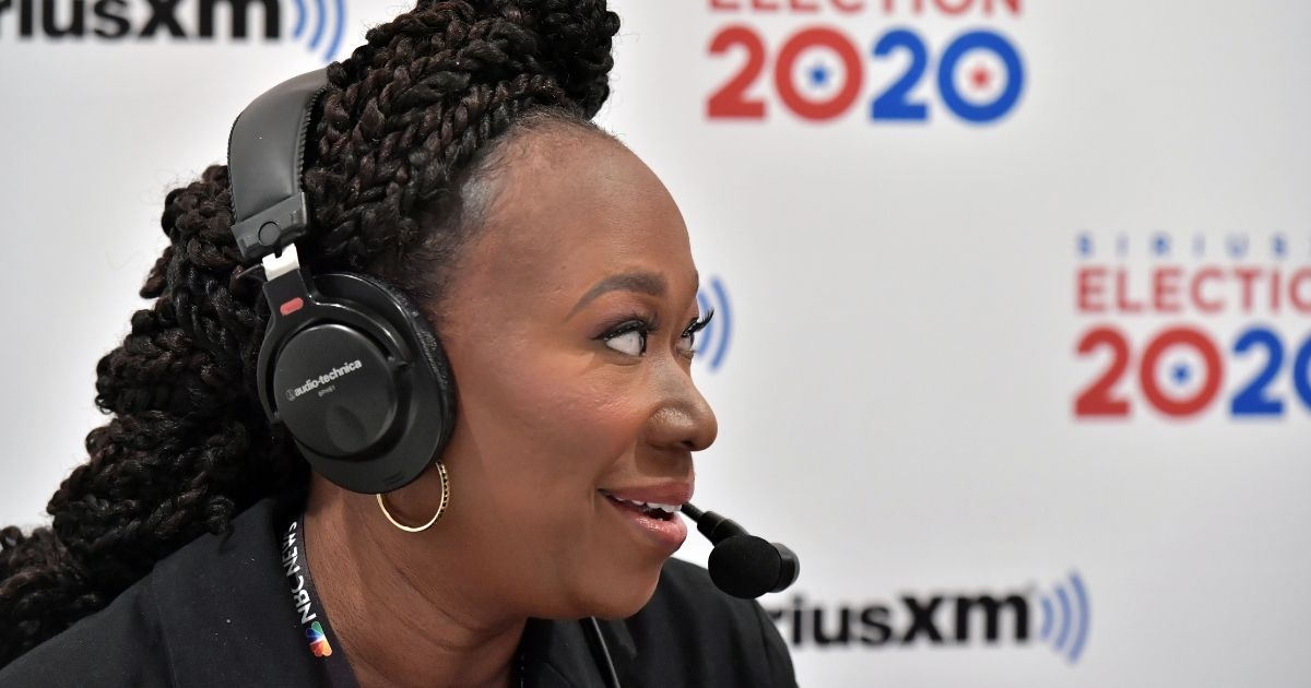 Sirius XM on air host Dean Obeidallah interviews MSNBC's Joy Reid at the DoubleTree by Hilton on Feb. 10, 2020, in Manchester, New Hampshire.