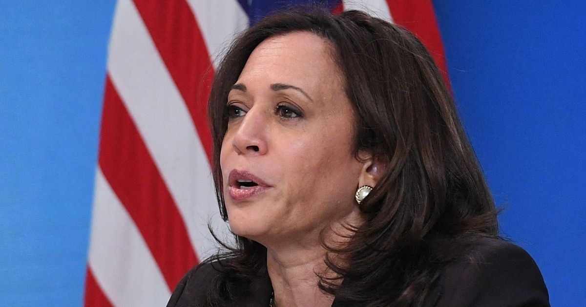 Vice President Kamala Harris speaks at a virtual roundtable discussion with Guatemalan community-based organizations in the South Court Auditorium, next to the White House, on Tuesday.