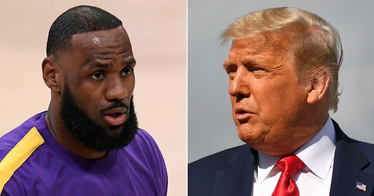 LeBron James of the Los Angeles Lakers, left, and former President Donald Trump, right.