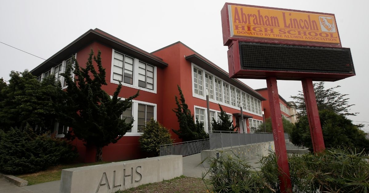 Abraham Lincoln High School in San Francisco, seen March 12, 2020, is one of 44 schools that had been selected to be renamed.
