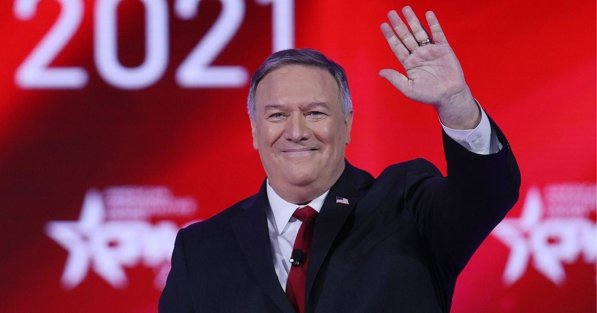 Former U.S. Secretary of State Mike Pompeo addresses the Conservative Political Action Conference held in the Hyatt Regency on Feb. 27, 2021, in Orlando, Florida.
