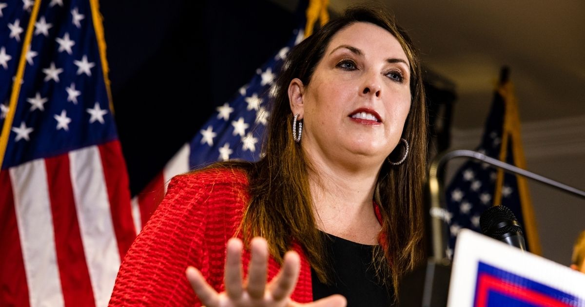 Republican National Committee Chairwoman Ronna McDaniel speaks during a news conference at the RNC headquarters on Nov. 9, 2020, in Washington, D.C.