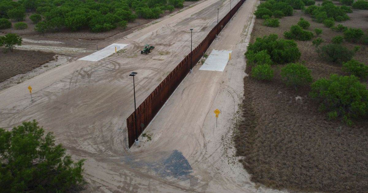 A photo taken on March 30, 2021, shows a general view of an unfinished section of a border wall that former President Donald Trump tried to have built near the southern Texas city of Roma.