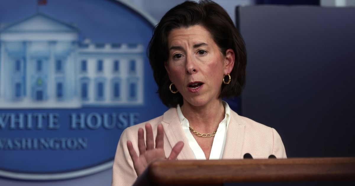 Commerce Secretary Gina Raimondo answers a question Wednesday during a White House news briefing.