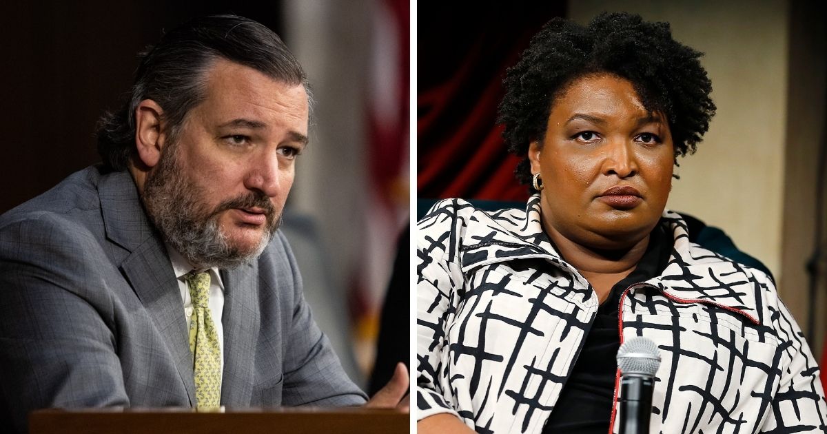 Texas Sen. Ted Cruz, left; former George gubernatorial candidate Stacey Abrams, right.