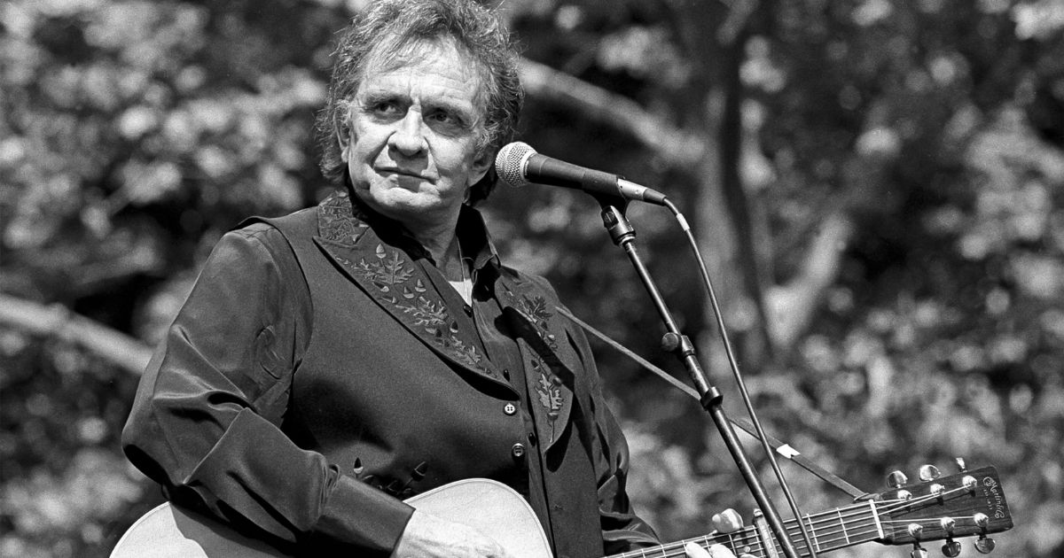 Country music star Johnny Cash performs at Central Park in New York on May 23, 1993.