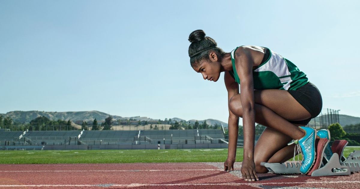 A female track athlete is seen in this stock image.