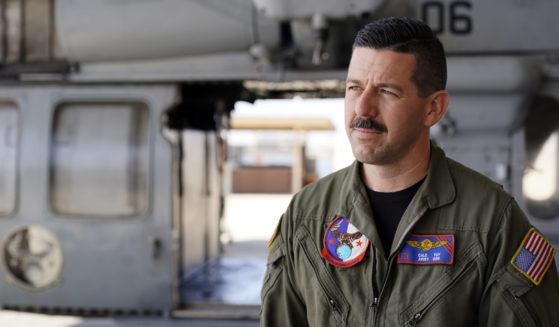 Navy rescue swimmer Cale Foy looks on at Naval Air Station North Island on Tuesday in San Diego.