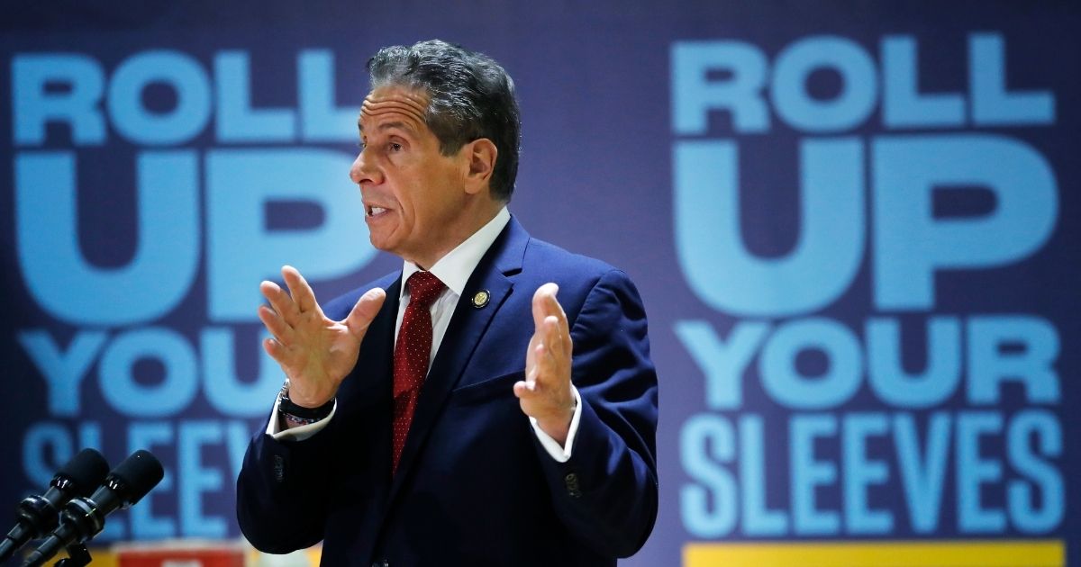 New York Gov. Andrew Cuomo answers a reporters question during a virtual news conference on April 23, 2021, in New York City.