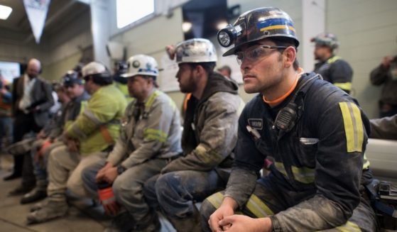 Coal miners are pictured at the Harvey Mine on April 13, 2017, in Sycamore, Pennsylvania.