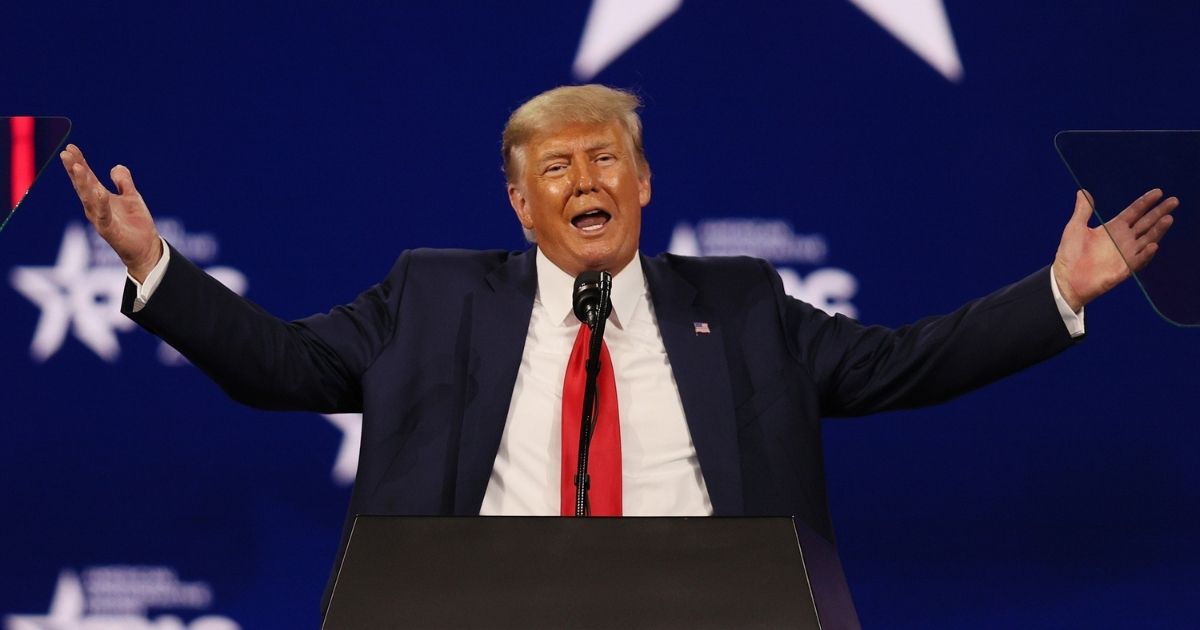 Former President Donald Trump addresses the Conservative Political Action Conference held in the Hyatt Regency on Feb. 28 in Orlando, Florida.