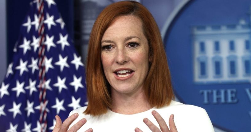 White House press secretary Jen Psaki speaks during a daily briefing in the James Brady Press Briefing Room of the White House in Washington on Wednesday.