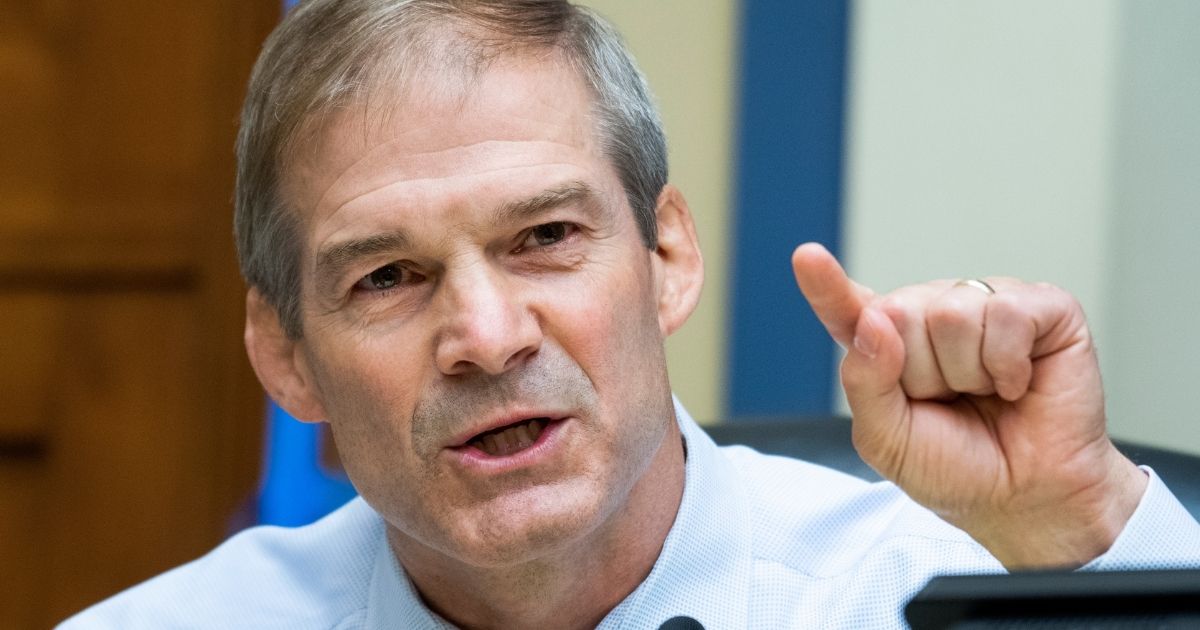 Republican Rep. Jim Jordan of Ohio asks a question during a hearing of the House Oversight and Reform Committee on Capitol Hill in Washington on Aug. 24.