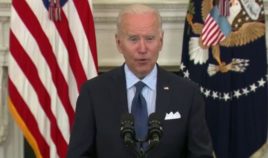 President Joe Biden delivers remarks from the White House on Tuesday.
