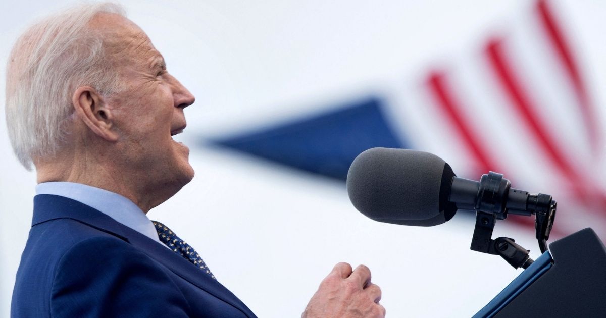President Joe Biden speaks during a drive-in rally at Infinite Energy Center on Thursday, in Duluth, Georgia.