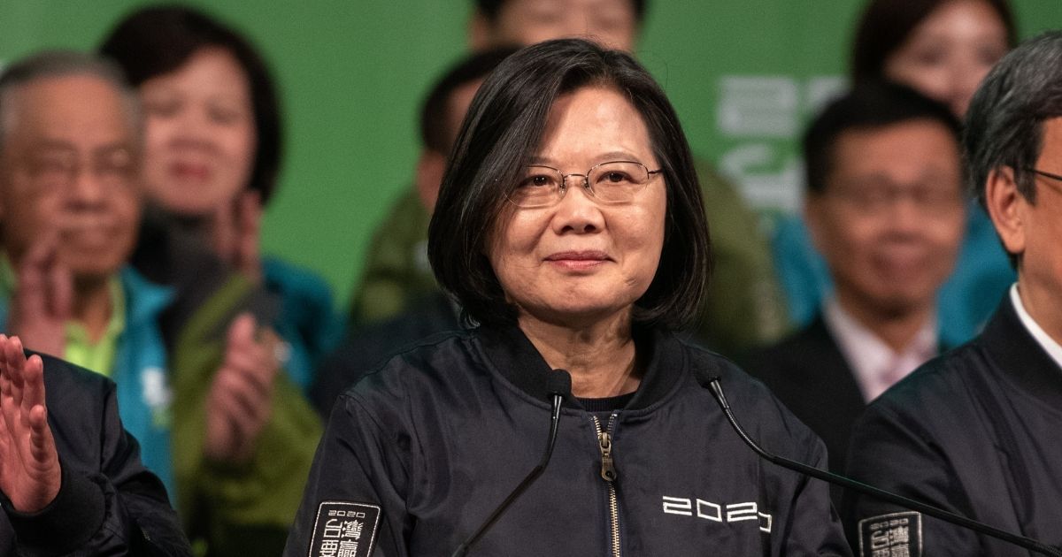 Tsai Ing-Wen addresses supporters after being re-elected as president of Taiwan on Jan. 11, 2020, in Taipei, Taiwan.