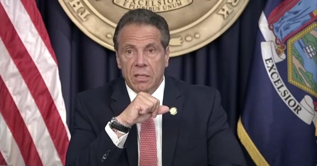 New York Governor Andrew Cuomo speaks at a news conference as presented on 'Fox & Friends First' on May 5.