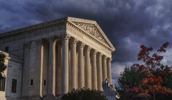 The Supreme Court is seen at dusk in Washington, Oct. 22, 2021.