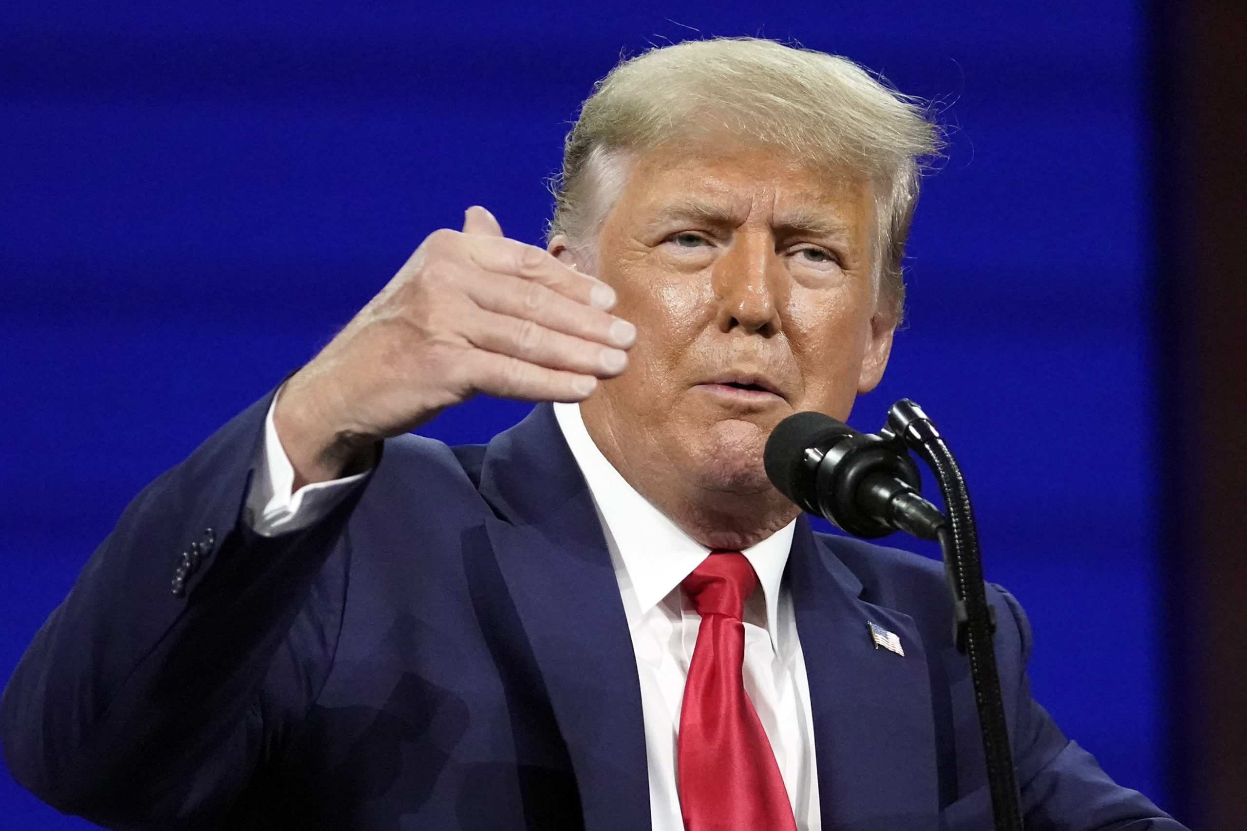 Former president Donald Trump speaks at the Conservative Political Action Conference on Feb. 28, 2021, in Orlando, Florida.