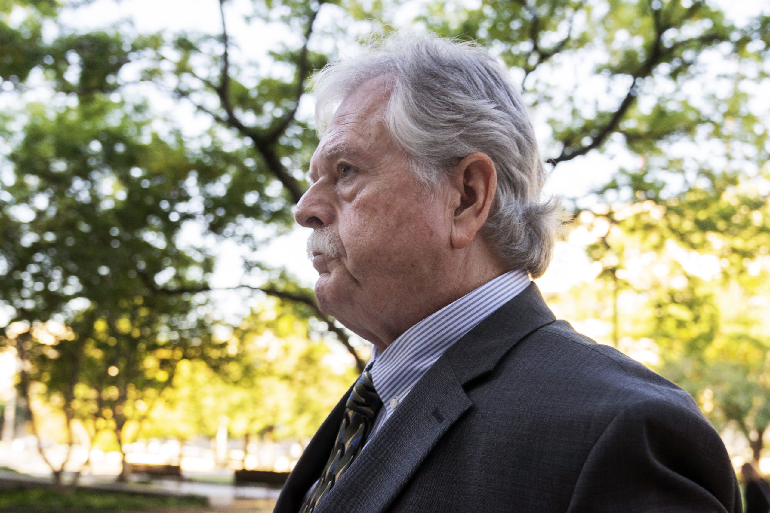 Thomas Caldwell, one of nine Oath Keepers charged with seditious conspiracy for his actions during the Jan. 6, 2021, Capitol incursion, arrives at the federal courthouse in Washington, D.C., on Wednesday.