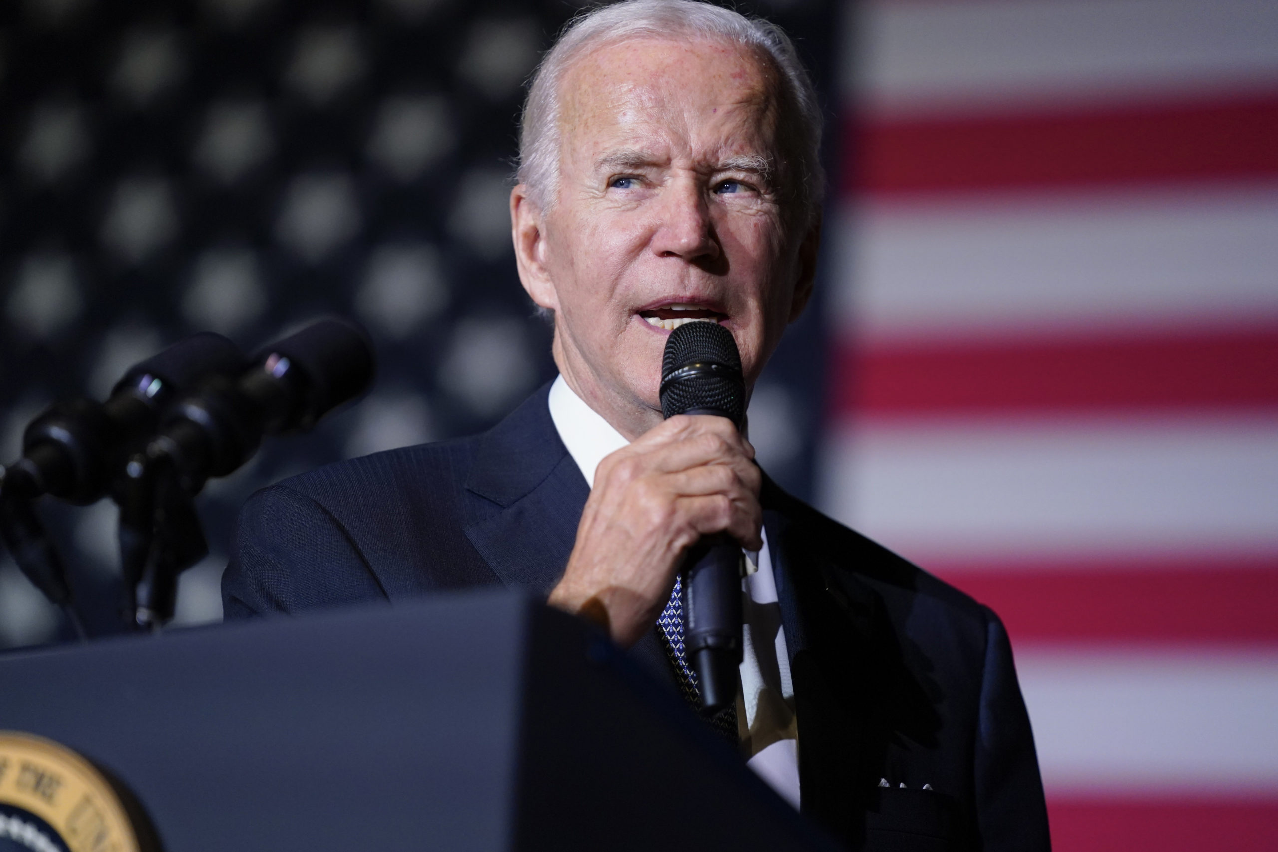 President Joe Biden speaks about student loan debt relief on Oct. 21 at Delaware State University in Dover.