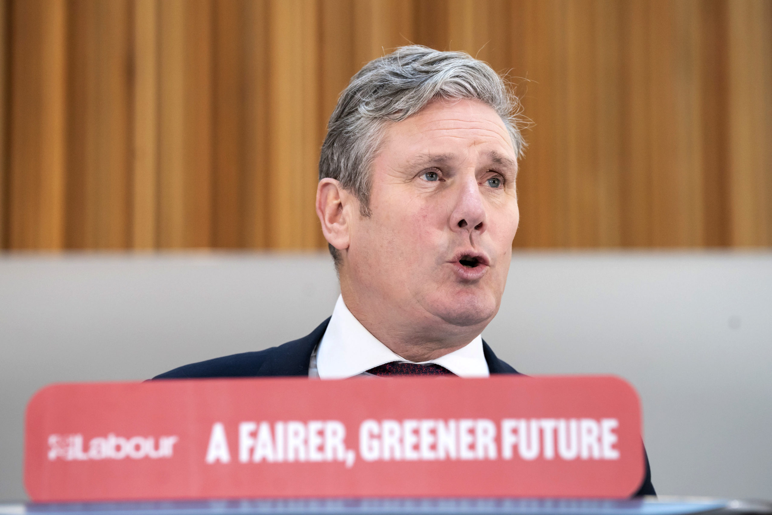 Labour Party leader Keir Starmer speaks during a Labour Party news conference to launch a report on constitutional change and political reform in Leeds, England, on Monday.