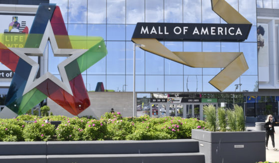 A shopper leaves the Mall of America in Bloomington, Minnesota, on June 11, 2020. On Friday the mall went into lockdown after a shooting.