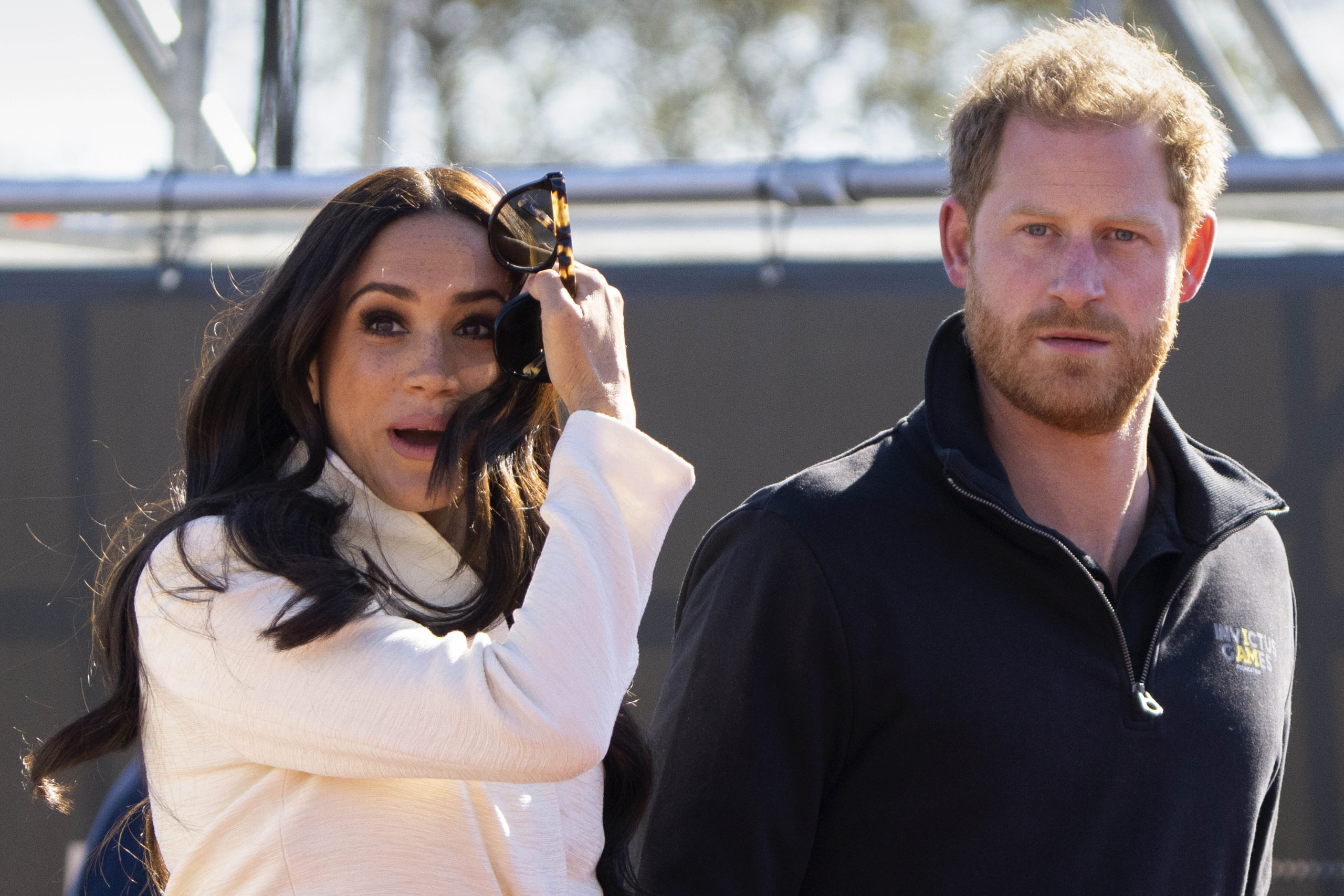 Prince Harry and Meghan Markle, Duchess of Sussex, visit the track and field event at the Invictus Games in The Hague, Netherlands, on April 17.