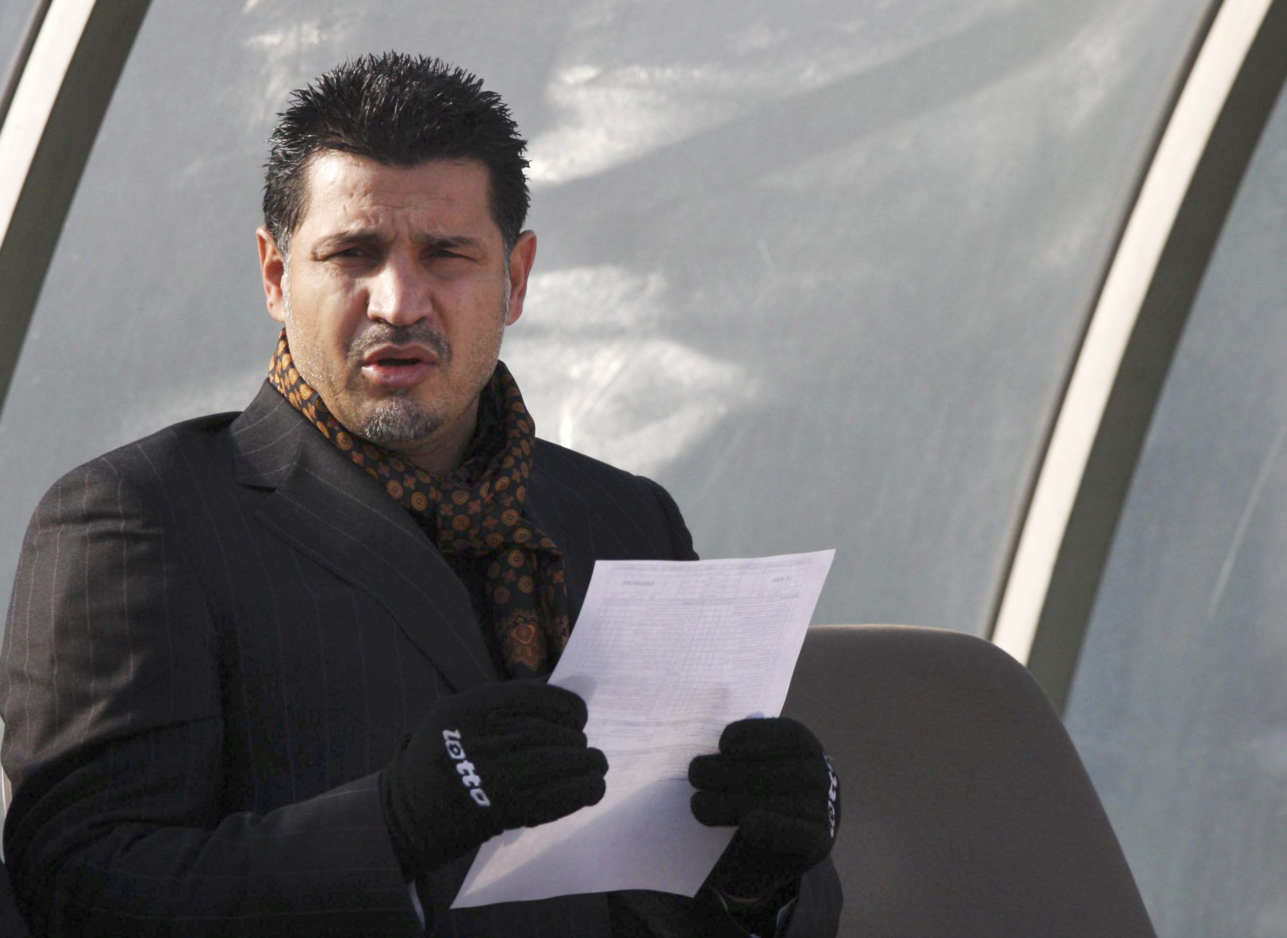 Ali Daeim, then the coach of Iran's soccer team, is pictured before an Asian Cup 2011 qualifying soccer match between Iran and Singapore in Tehran, Iran, on Jan. 14, 2009.