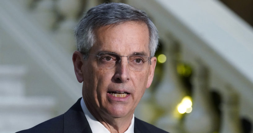 Georgia Secretary of State Brad Raffensperger speaks during a news conference in Atlanta on Dec. 14, 2020.