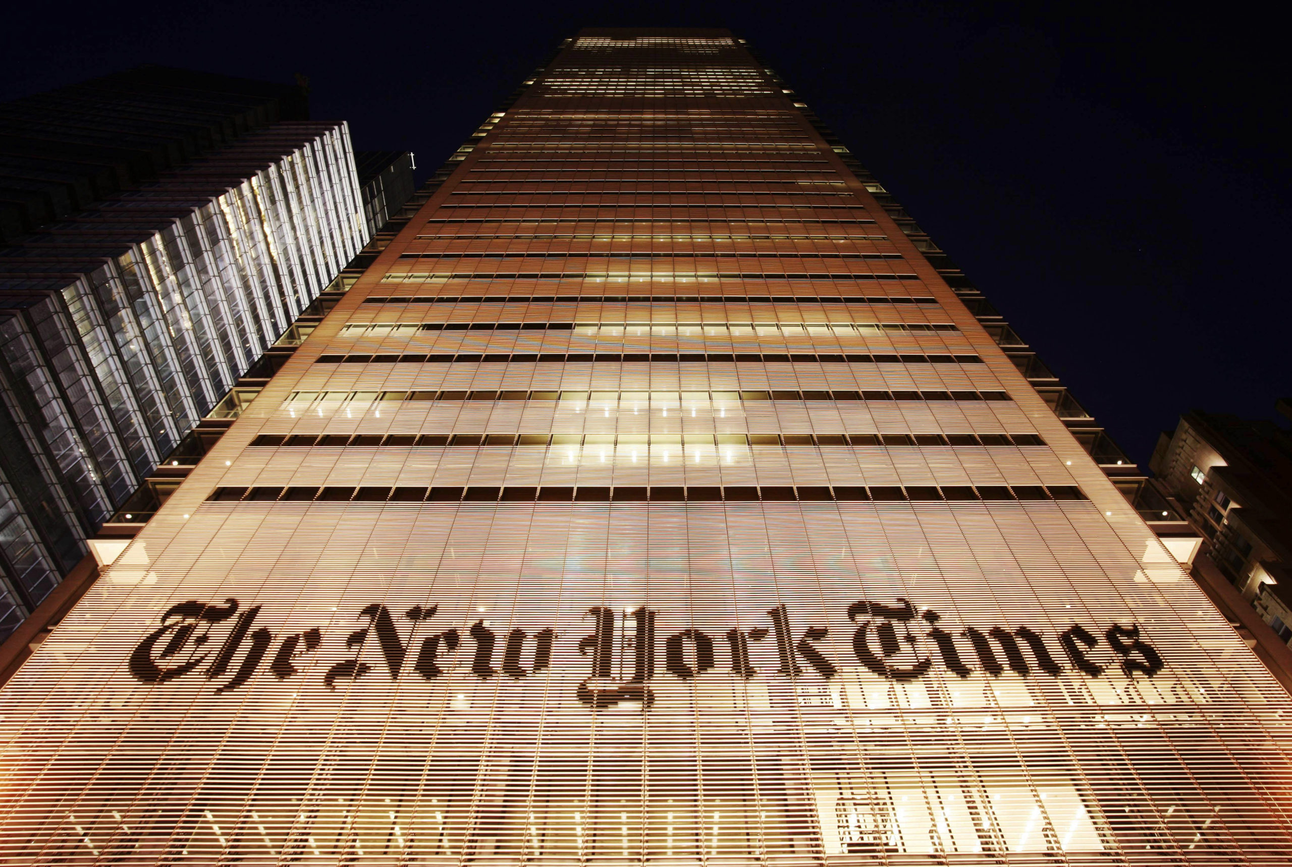 The New York Times building is shown on Oct. 21, 2009, in New York.