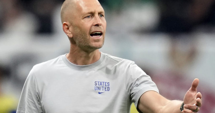 U.S. men's nation team soccer coach Gregg Berhalter coaches during the World Cup game between England and the U.S. in Al Khor, Qatar, on Nov. 25.