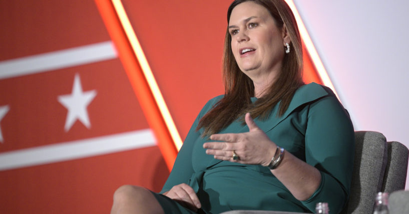 Arkansas Governor-elect Sarah Huckabee Sanders answers a question while taking part in a panel discussion during a Republican Governors Association conference in Orlando, Florida, on Nov. 16.