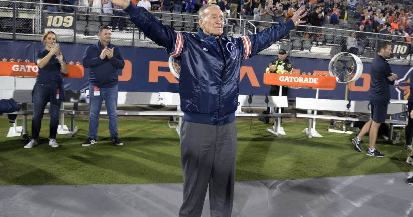 Apollo 7 astronaut Walter Cunningham, seen acknowledging the crowd before a football game in 2019, has died. Cunningham was the last surviving astronaut from the first successful crewed space mission in NASA's Apollo program.