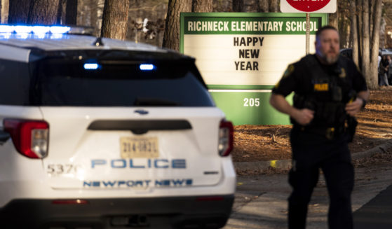 Police respond to a shooting at Richneck Elementary School in Newport News, Virginia, on Friday.