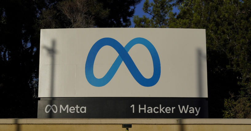 Meta's logo is displayed at the company headquarters in Menlo Park, California, on Nov. 9.