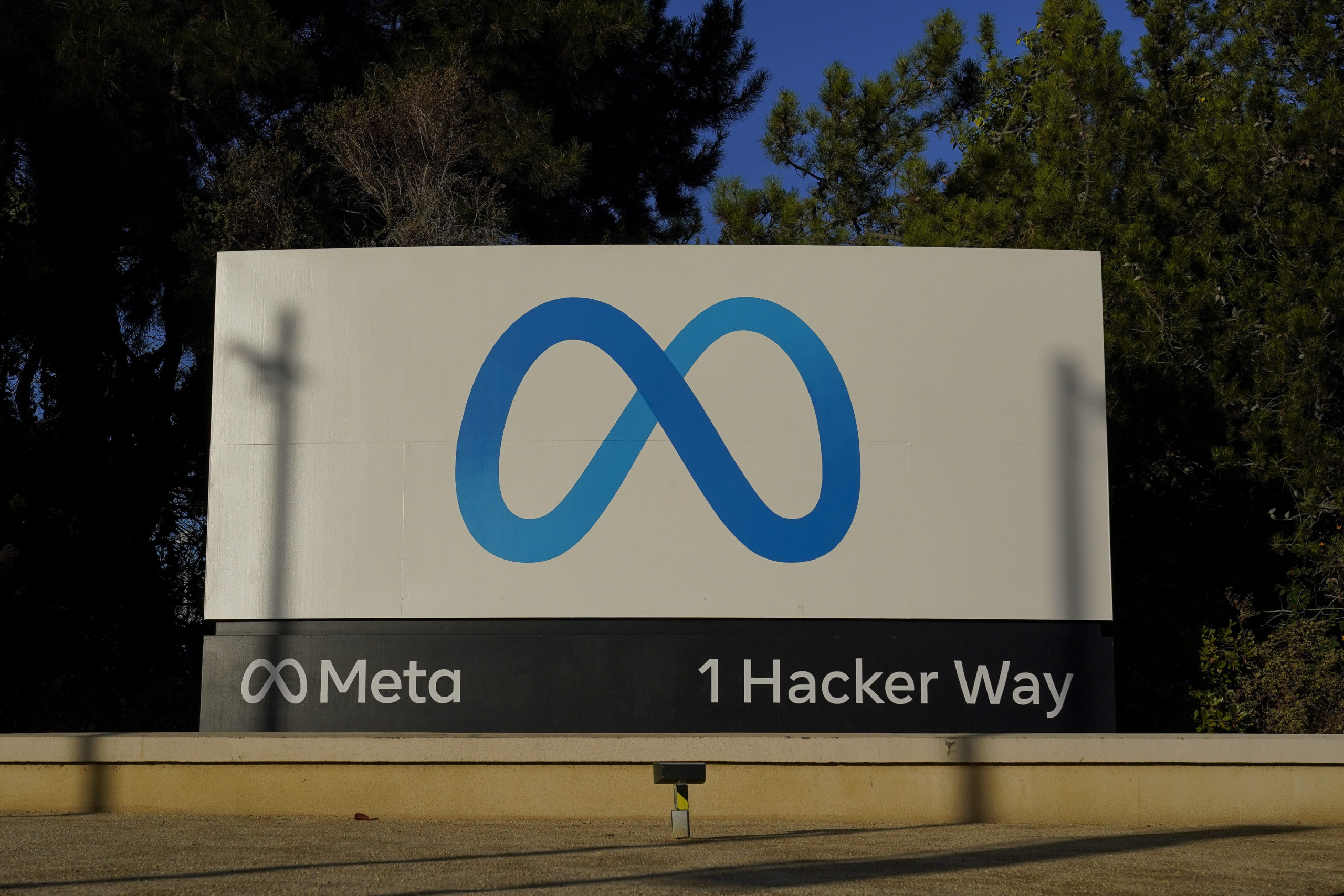 Meta's logo is displayed at the company headquarters in Menlo Park, California, on Nov. 9.