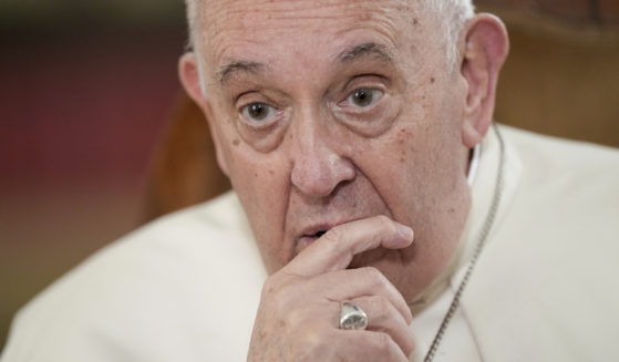 Pope Francis gives an interview with the Associated Press at the Vatican on Tuesday.