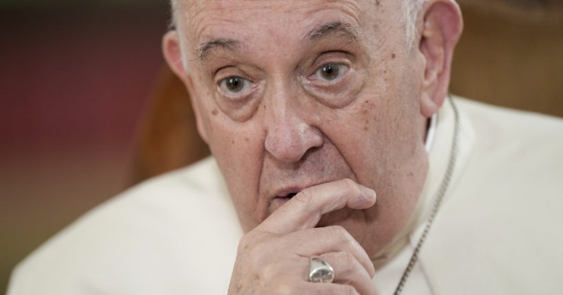 Pope Francis gives an interview with the Associated Press at the Vatican on Tuesday.