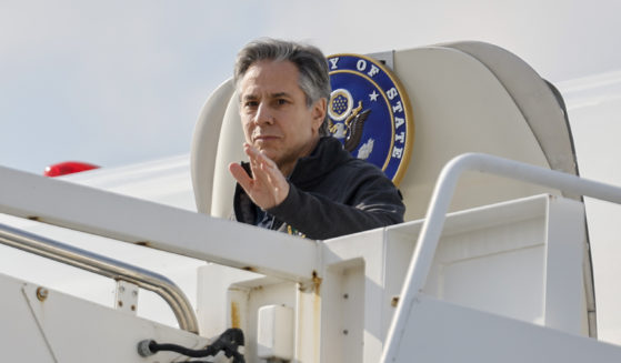 U.S. Secretary of State Antony Blinken arrives at Incirlik Air Base in Turkey on Sunday.